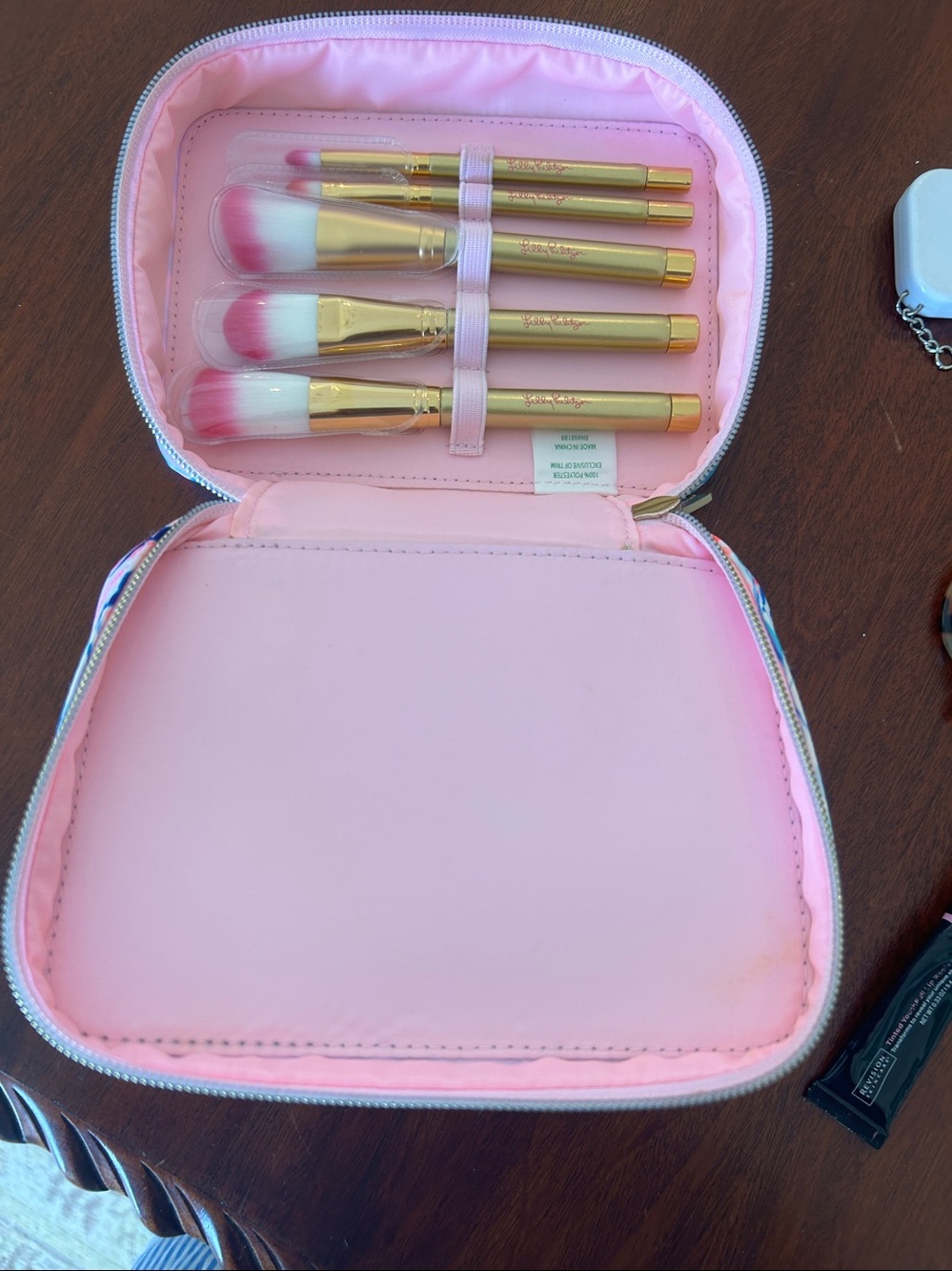 Lilly Pulitzer Travel Makeup Case with Original 5-Piece Brush Set